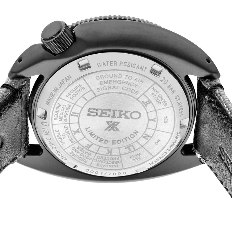 Seiko Prospex Land US Special Edition Tortoise Watch with Black Case and Gray Dial #SRPJ33 back