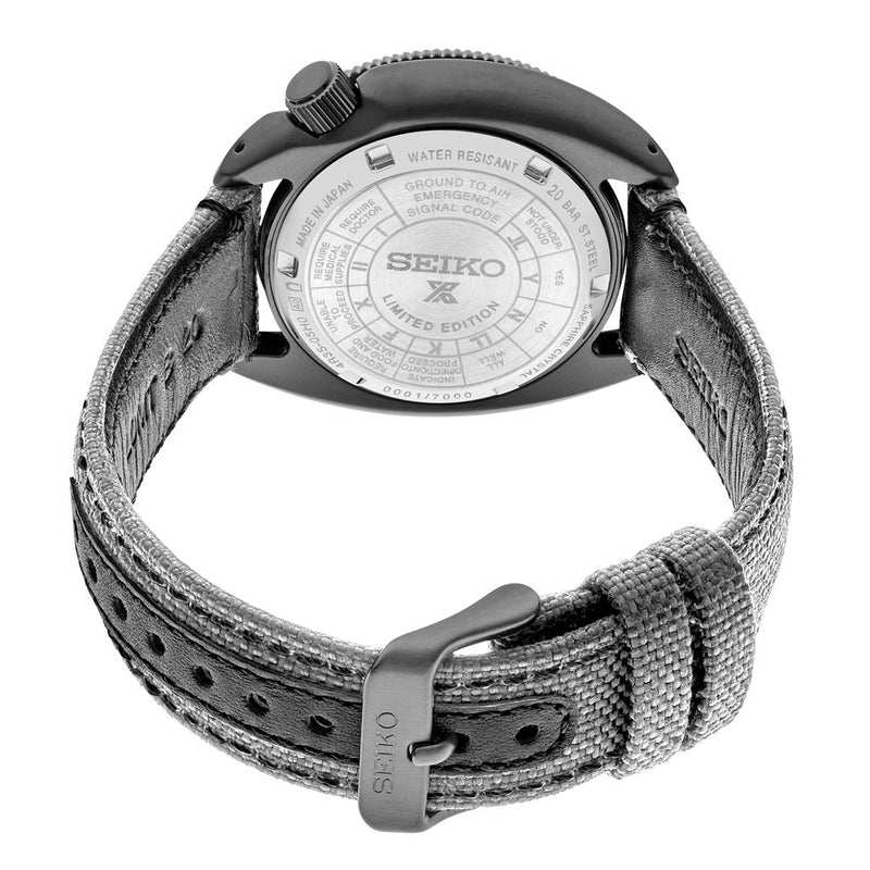 Seiko Prospex Land US Special Edition Tortoise Watch with Black Case and Gray Dial #SRPJ33 back