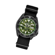 Seiko 5 Sports Automatic Watch with Green Camo Dial and Gun Metal Case #SRPJ37 tilt