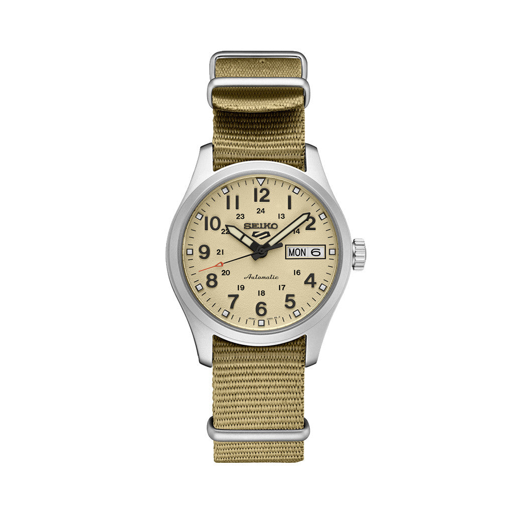 Seiko 5 Sports Automatic 36mm Watch with Beige Dial #SRPJ83 — Long