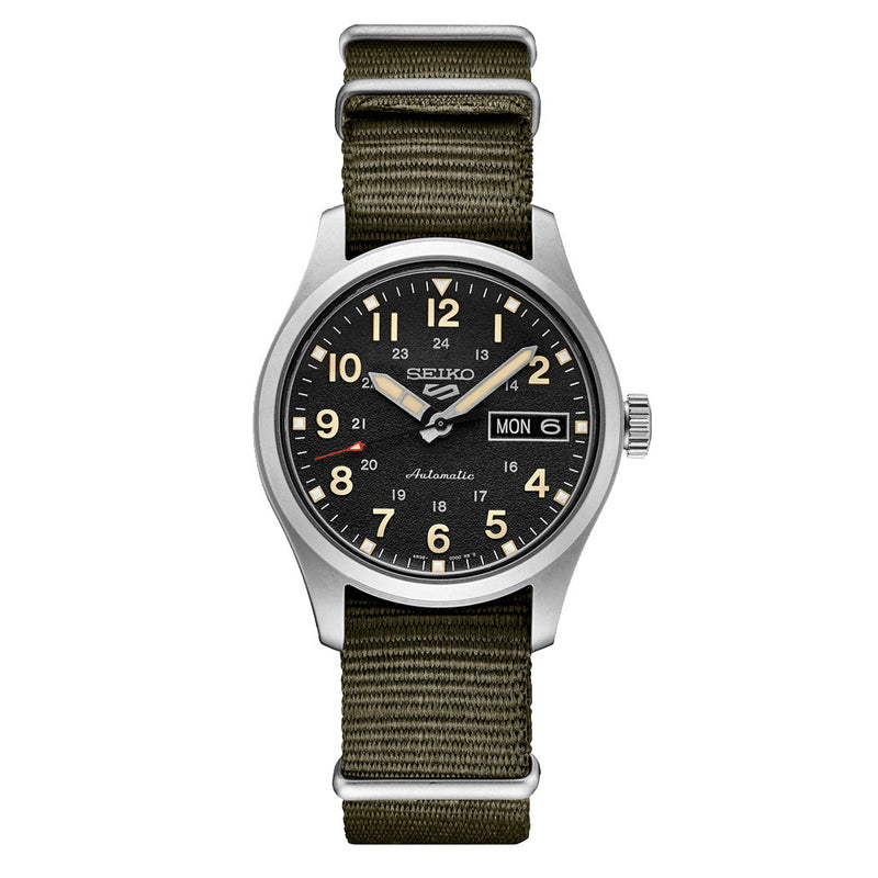 Seiko 5 Sports Automatic 36mm Watch with Black Dial #SRPJ85 zoom