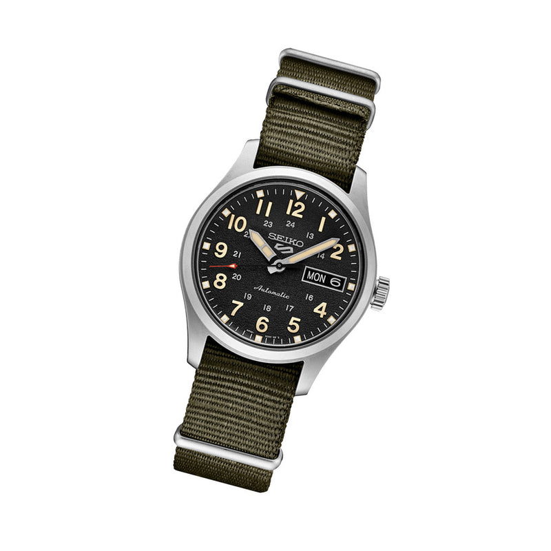 Seiko 5 Sports Automatic 36mm Watch with Black Dial #SRPJ85 tilt