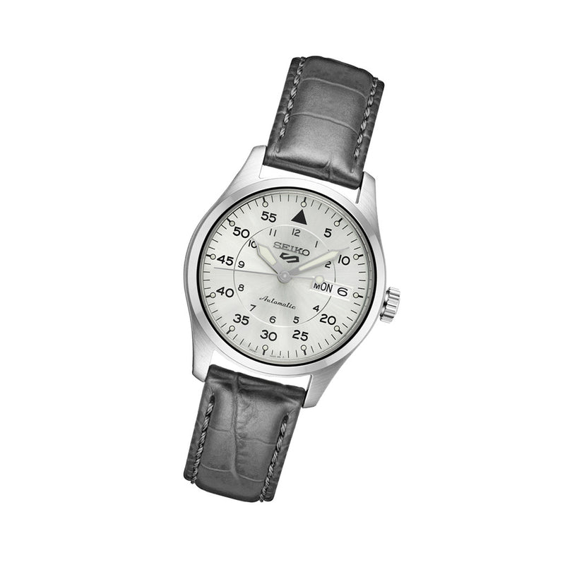Seiko 5 Sports Automatic 36mm Watch with Silver Dial #SRPJ87 tilt