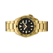 Seiko 5 Sports Automatic Watch with Black Dial and Goldtone Case #SRPK18 side