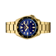 Seiko 5 Sports Automatic Watch with Blue Dial and Goldtone Case #SRPK20 side