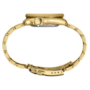 Seiko 5 Sports Automatic Watch with Blue Dial and Goldtone Case #SRPK20 crown