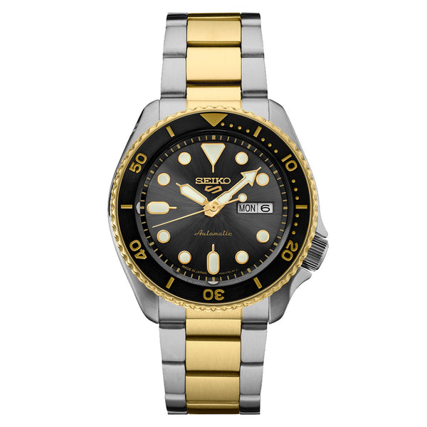 Seiko 5 Sports Automatic Watch with Charcoal Dial and Two-Tone Case #SRPK22 zoom
