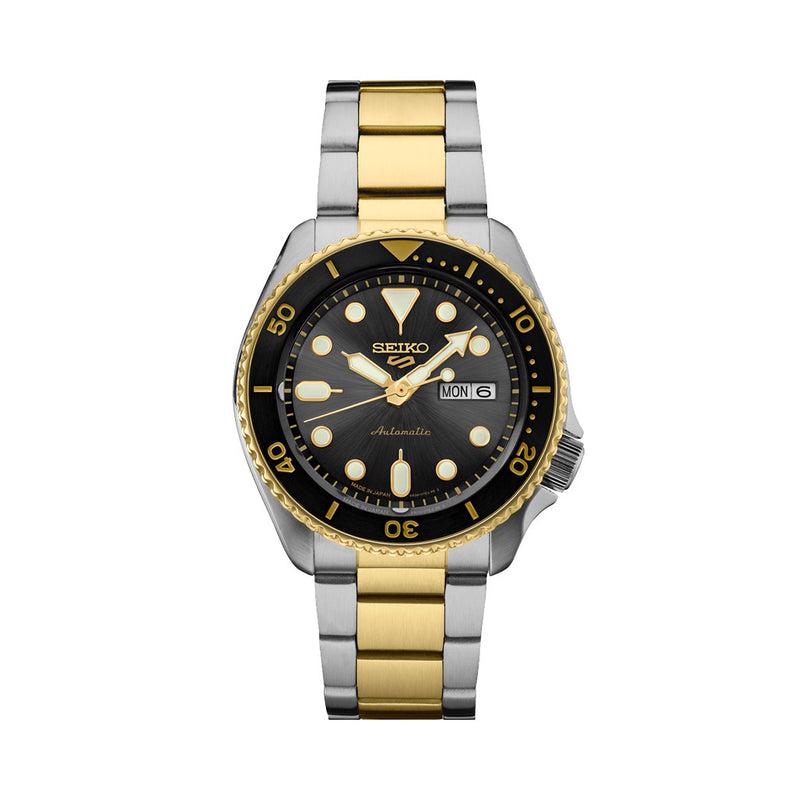 Seiko 5 Sports Automatic Watch with Charcoal Dial and Two-Tone Case #SRPK22