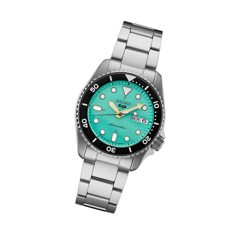 Seiko 5 Sports 38mm Automatic Watch with Vibrant Green Dial #SRPK33 tilt