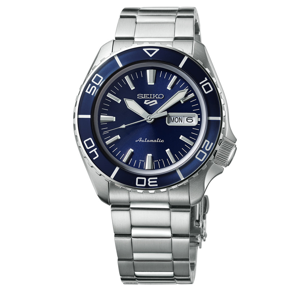 ジャンクSEIKO SpeedTimer スポーツウォッチ 黒/青 Seiko 5 Sports Automatic Dive Watch with Blue Dial #SRPK97 — Long