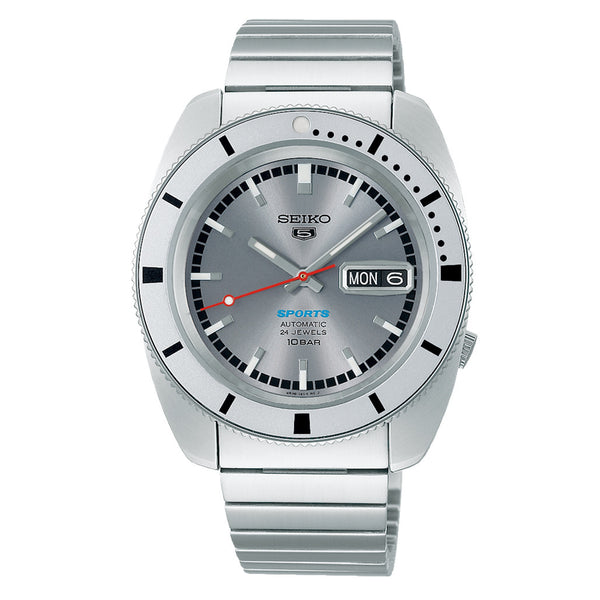 Seiko 5 Sports 38mm Automatic Watch with Silver Dial #SRPL03