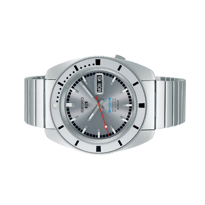 Seiko 5 Sports 38mm Automatic Watch with Silver Dial #SRPL03