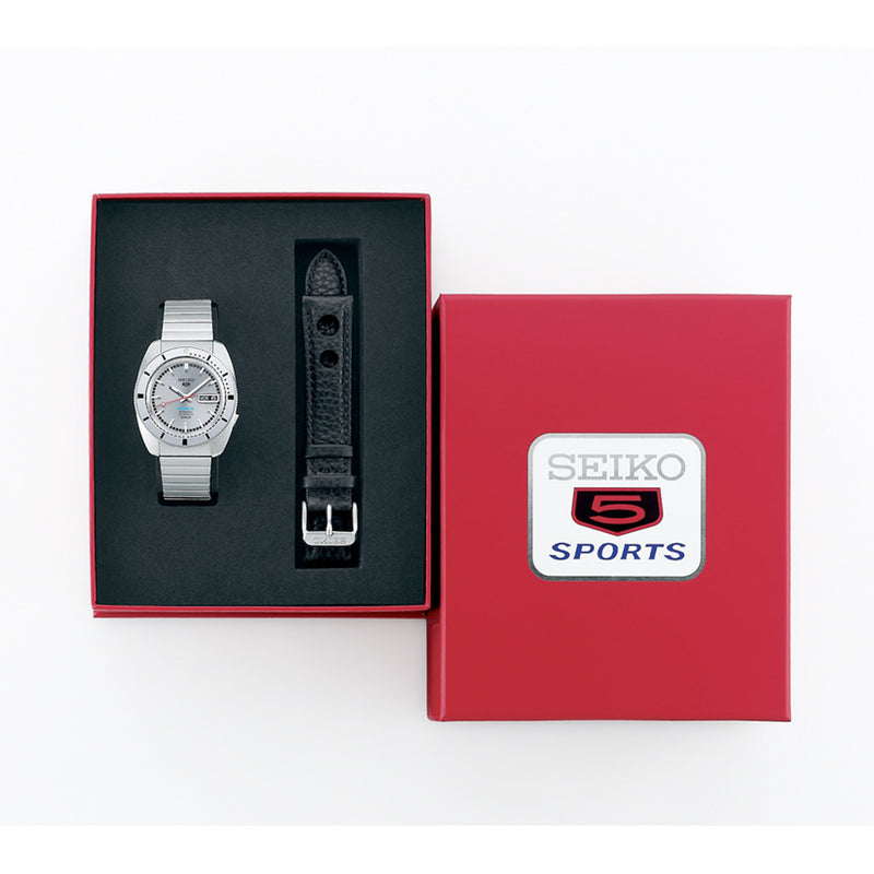 Seiko 5 Sports 38mm Automatic Watch with Silver Dial #SRPL03