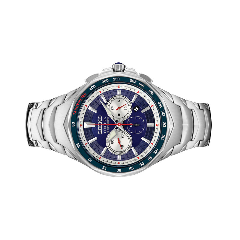 Seiko Coutura Quartz Chronograph with Sapphire Crystal and Blue Dial #SRWZ21 side