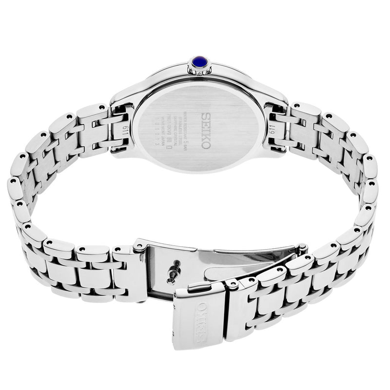 Seiko Diamonds Mother of Pearl Quartz Dress Watch with Sapphire Crystal #SRZ537 back