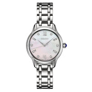 Seiko Diamonds Mother of Pearl Quartz Dress Watch with Sapphire Crystal #SRZ537 zoom