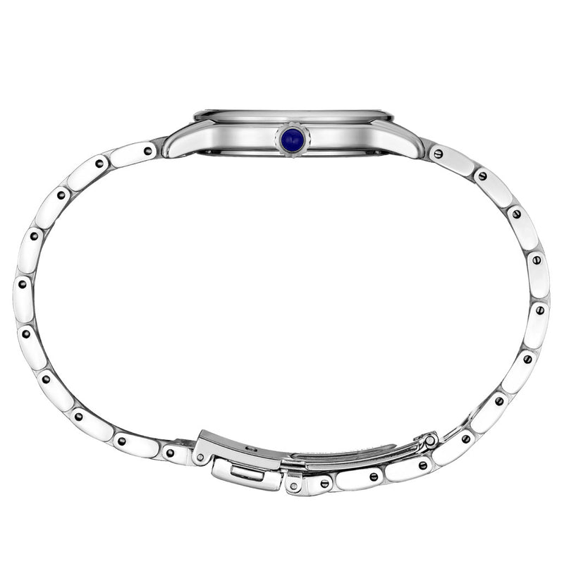 Seiko Diamonds Blue Mother of Pearl Quartz Dress Watch with Sapphire Crystal #SRZ539 crown