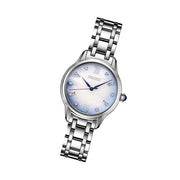 Seiko Diamonds Blue Mother of Pearl Quartz Dress Watch with Sapphire Crystal #SRZ539 tilt