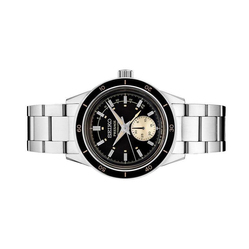 Seiko Presage 60's Style Automatic Dress Watch with Power Reserve Meter and Dark Grey Dial #SSA449 side