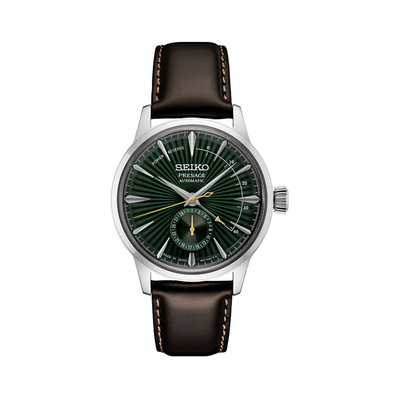 Seiko Presage "Cocktail Time" Power Reserve Green Dial Dress Watch #SSA459