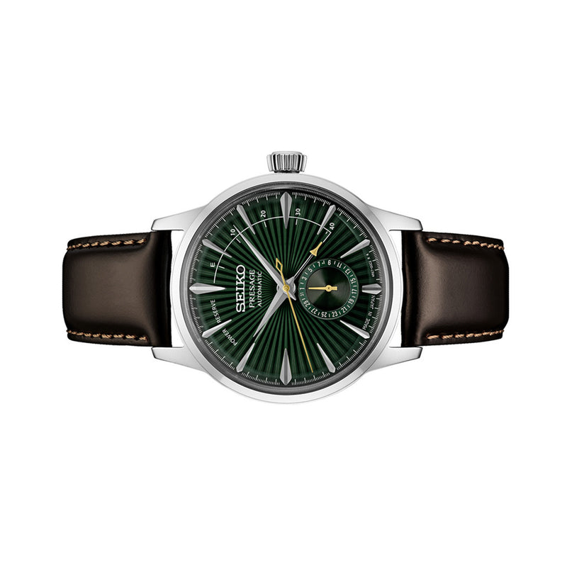 Seiko Presage "Cocktail Time" Power Reserve Green Dial Dress Watch #SSA459