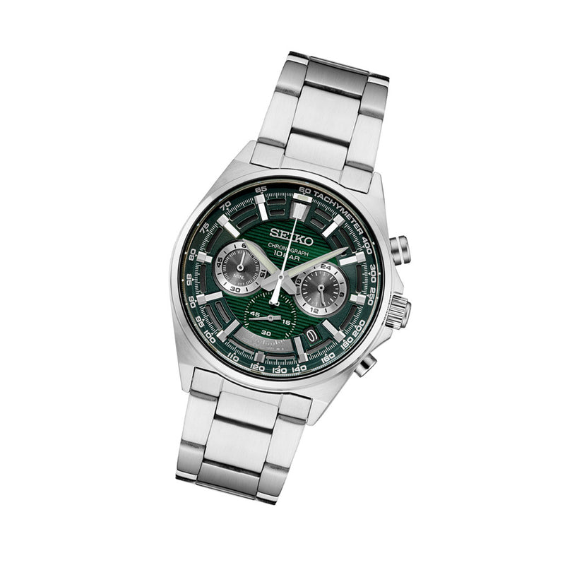 Seiko Quartz Chronograph with Multi-Layer Green Dial #SSB405 Tilt