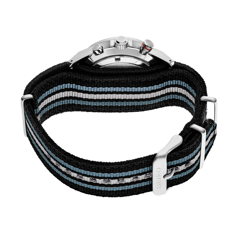 Seiko Quartz Chronograph with Multi-Layer Blue Dial and Nylon Strap #SSB409 Back