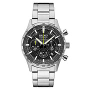 Seiko Essentials Quartz Chronograph with Black Dial and Steel Bracelet #SSB413 zoom