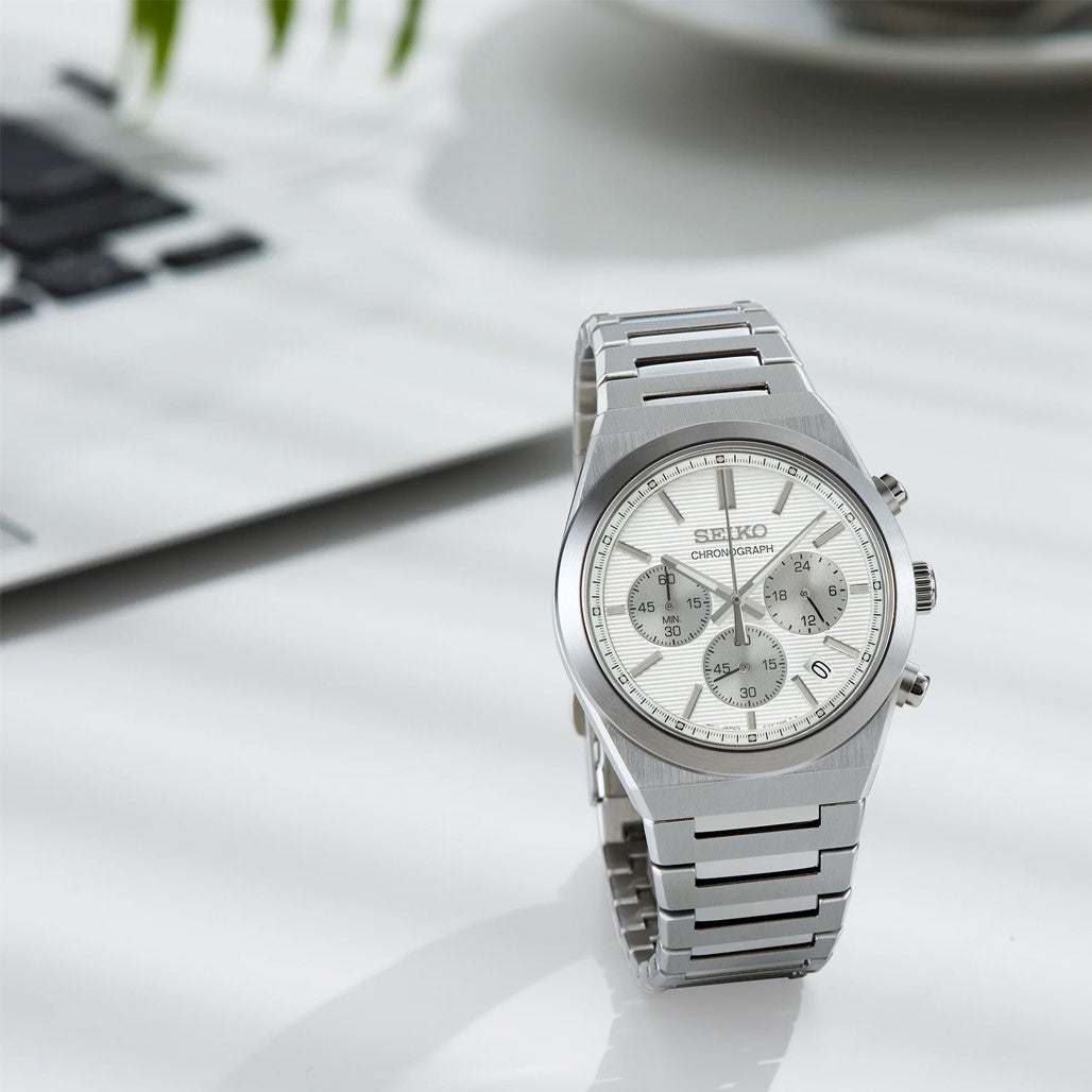 Seiko Essentials Sport Chronograph with Silver Dial #SSB451 — Long