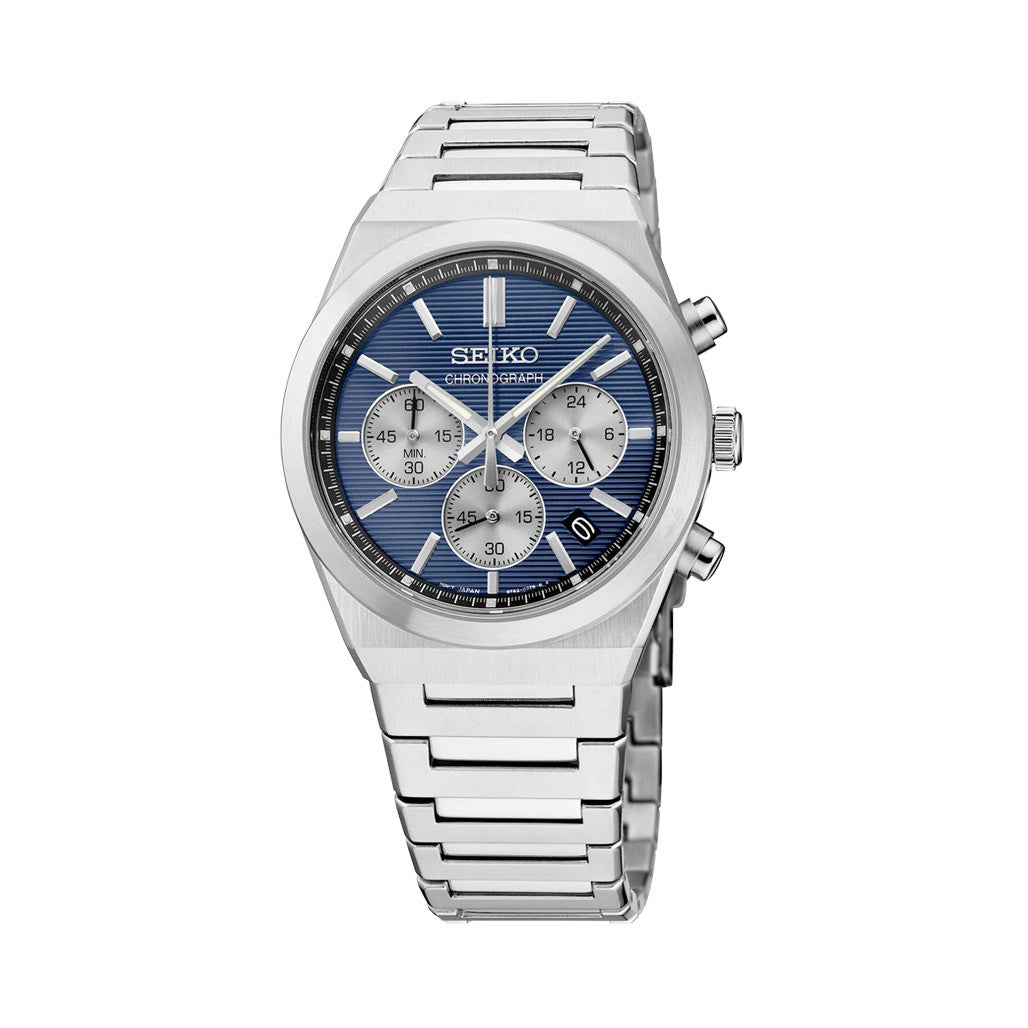 Seiko Essentials Sport Chronograph with Blue Dial #SSB453 — Long
