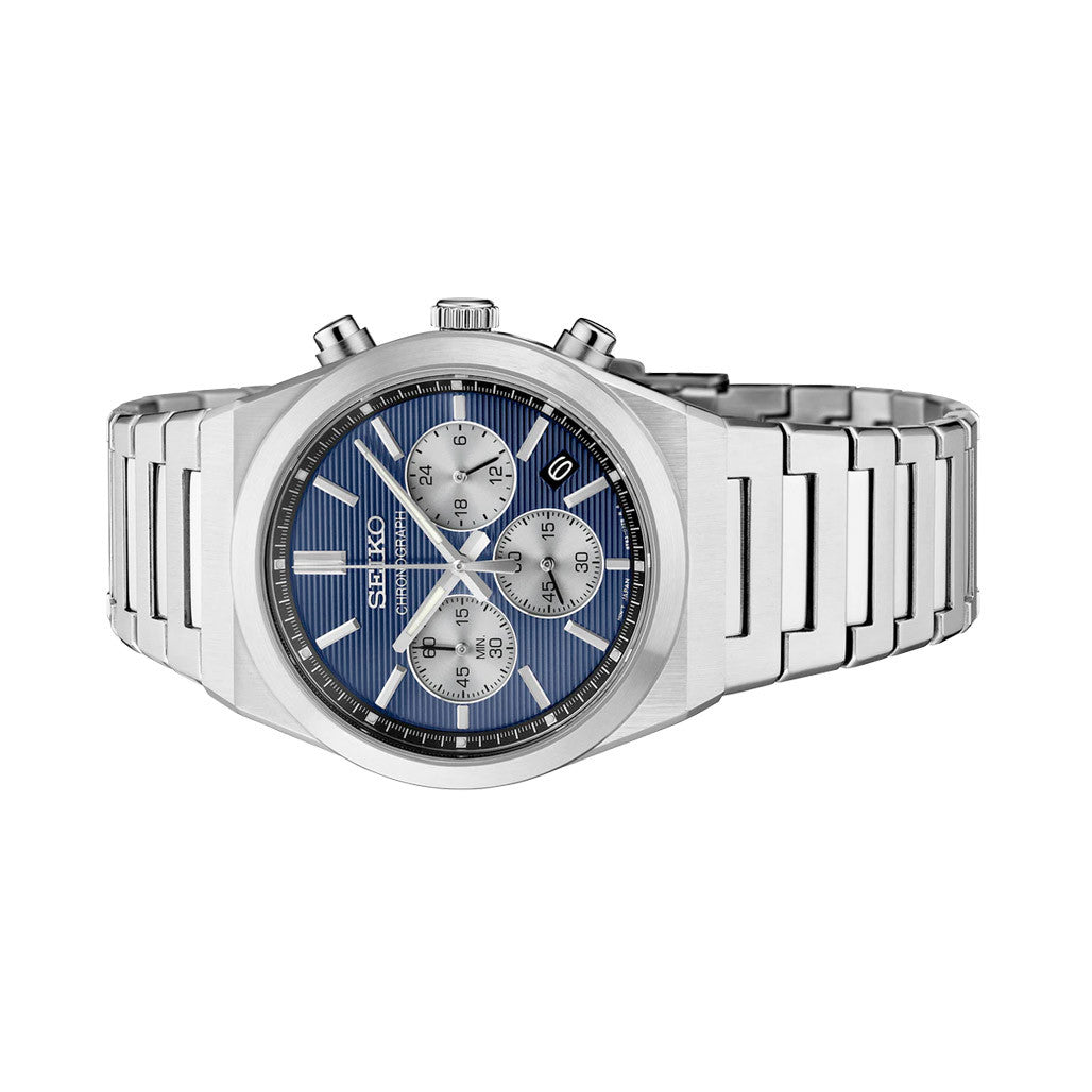Seiko Essentials Sport Chronograph with Blue Dial #SSB453 — Long
