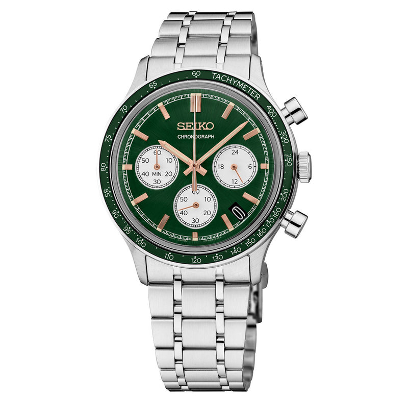 Seiko Essentials Chronograph with Green Dial #SSB481