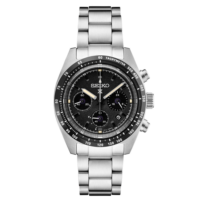 Seiko Prospex Speedtimer Solar Chronograph with Black Dial #SSC819 zoom