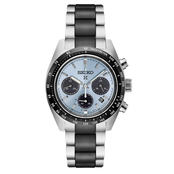 Seiko LIMITED EDITION Prospex Speedtimer Solar Chronograph with Ice Blue Dial #SSC909 zoom