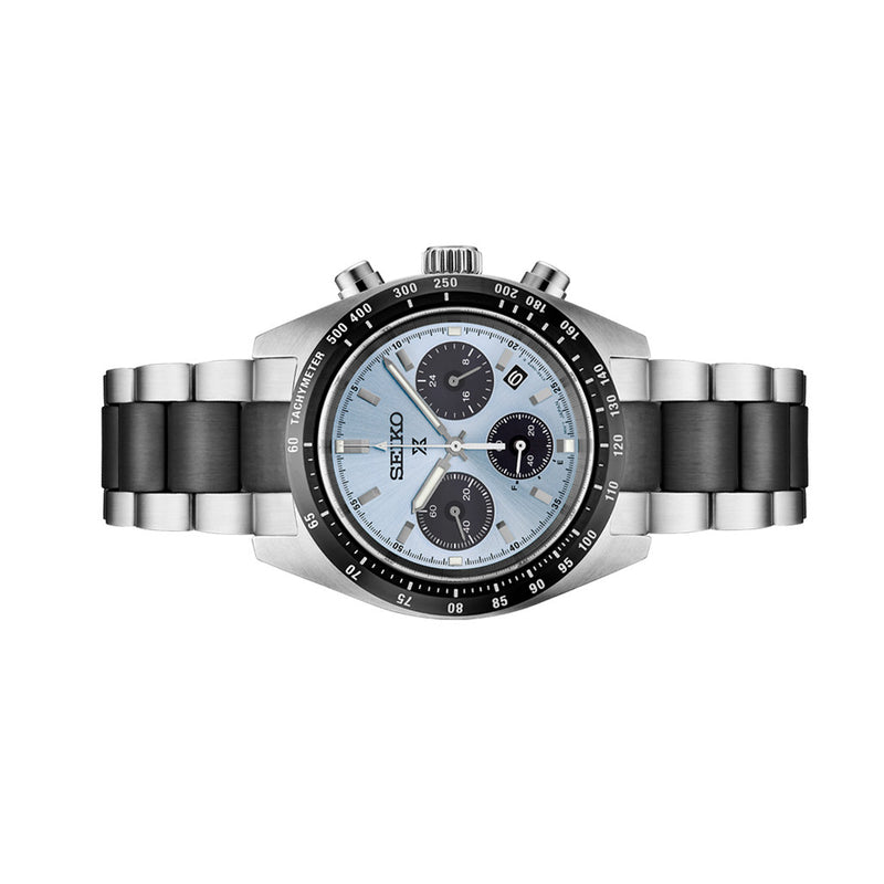 Seiko LIMITED EDITION Prospex Speedtimer Solar Chronograph with Ice Blue Dial #SSC909 side
