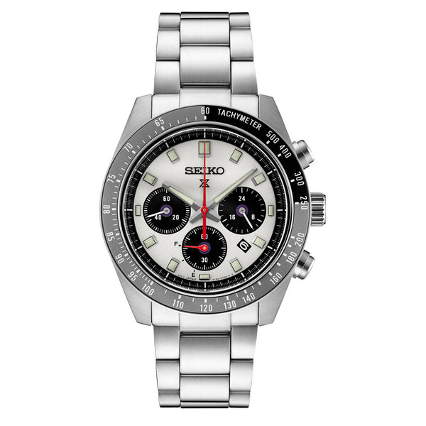 Seiko Prospex 41mm Speedtimer Solar Chronograph with Silver Dial #SSC911