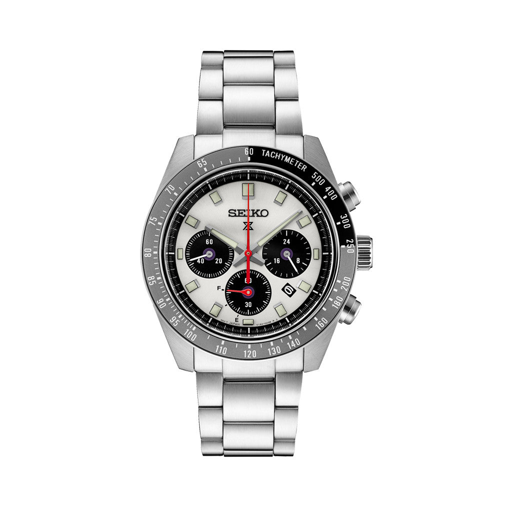 Seiko Prospex 41mm Speedtimer Solar Chronograph with Silver Dial