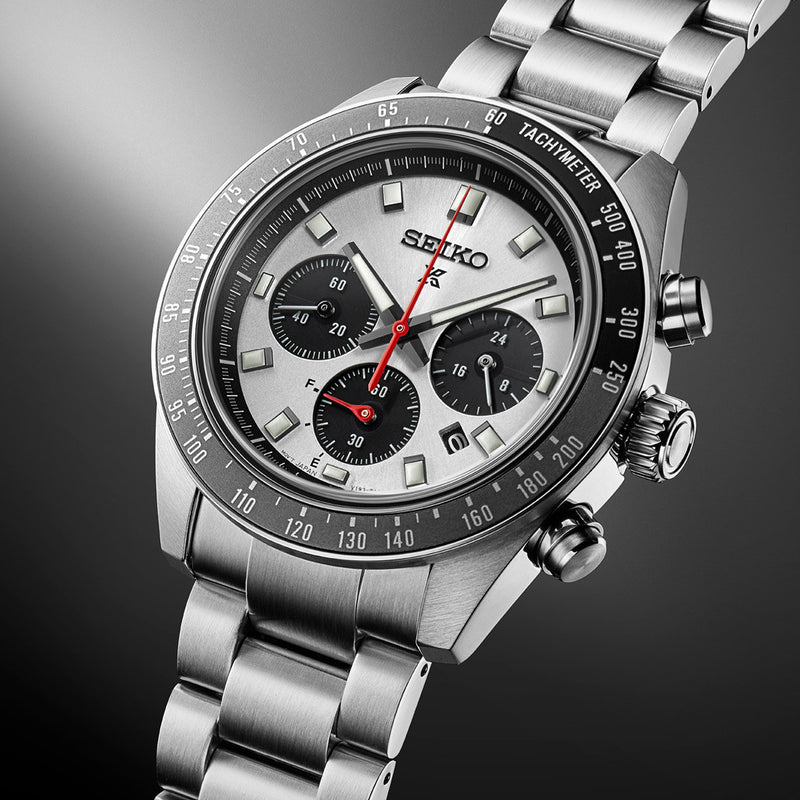 Seiko Prospex 41mm Speedtimer Solar Chronograph with Silver Dial #SSC911