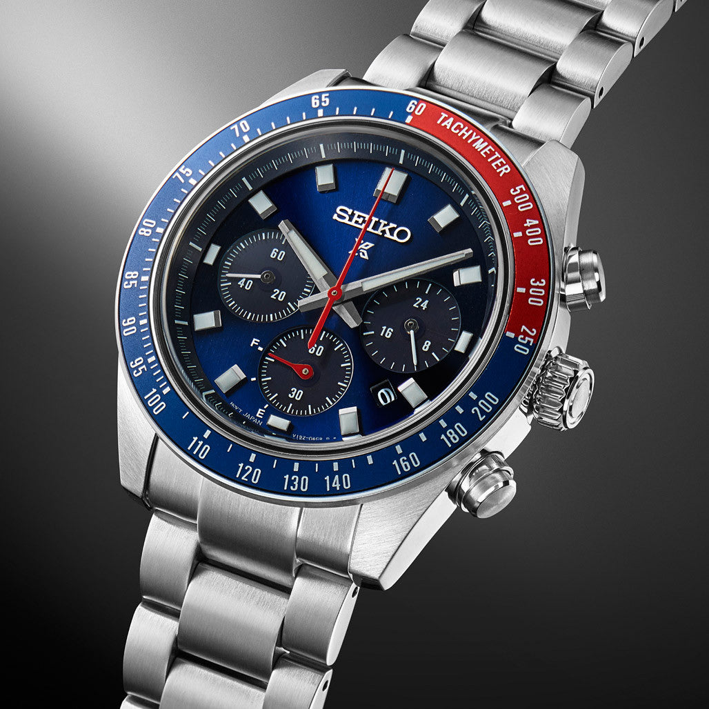 Seiko Prospex 41mm Speedtimer Solar Chronograph with Blue Dial