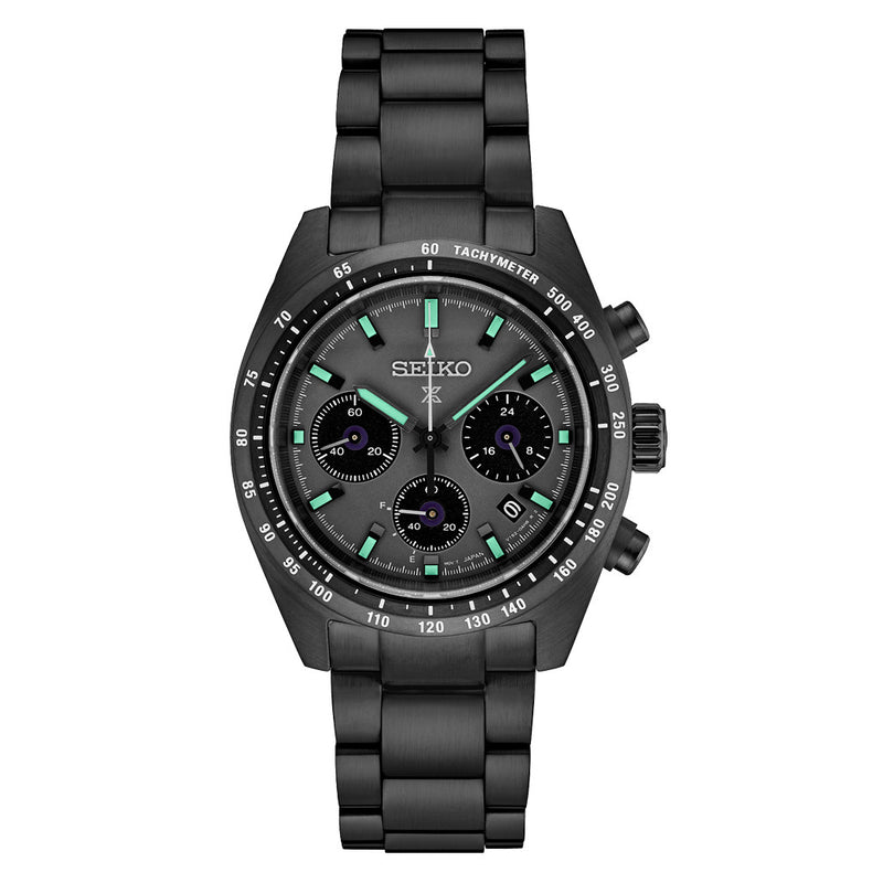 Seiko Prospex 41mm Speedtimer Solar Chronograph in black IP Plating #SSC917