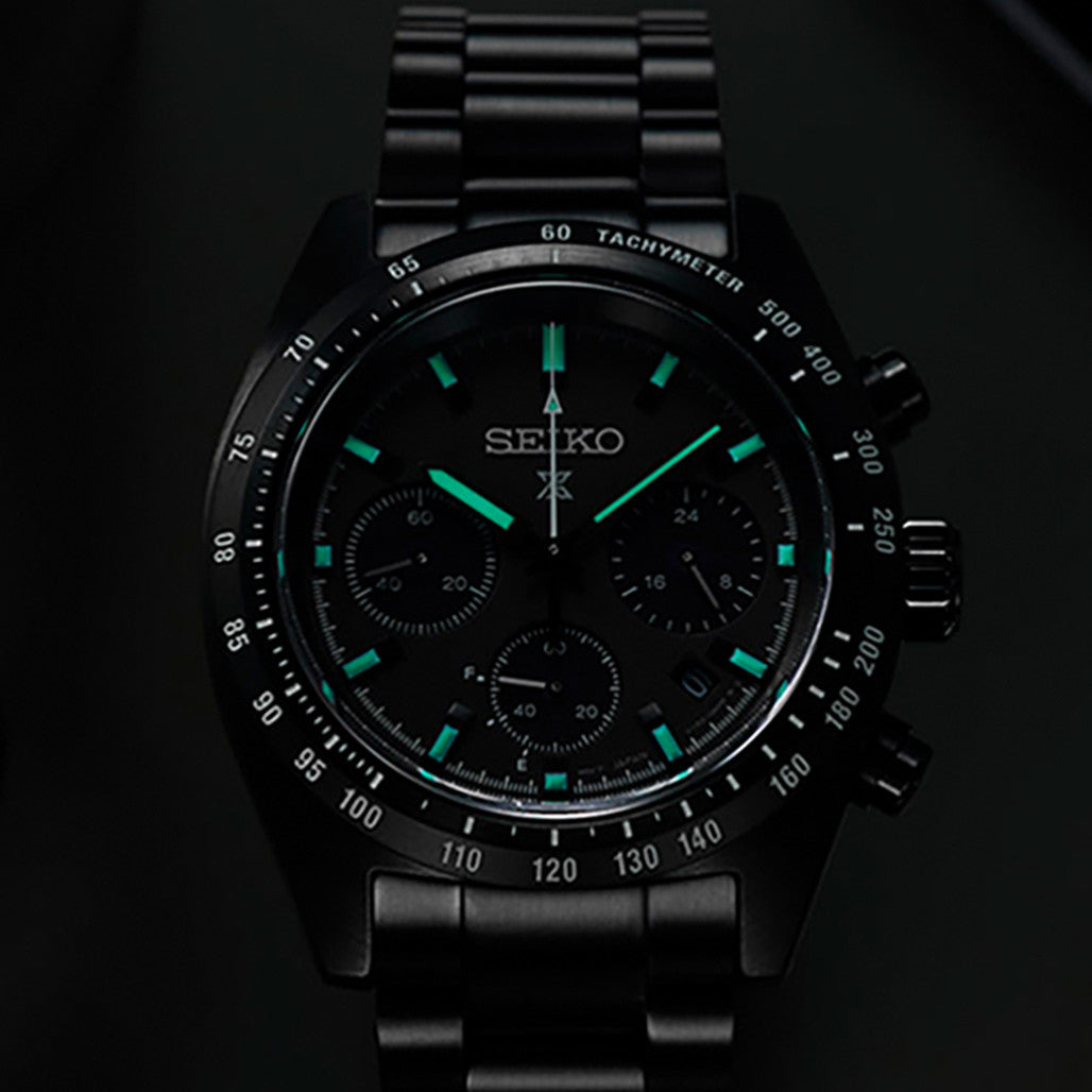 Seiko Prospex Speedtimer Solar Chronograph in black IP Plating