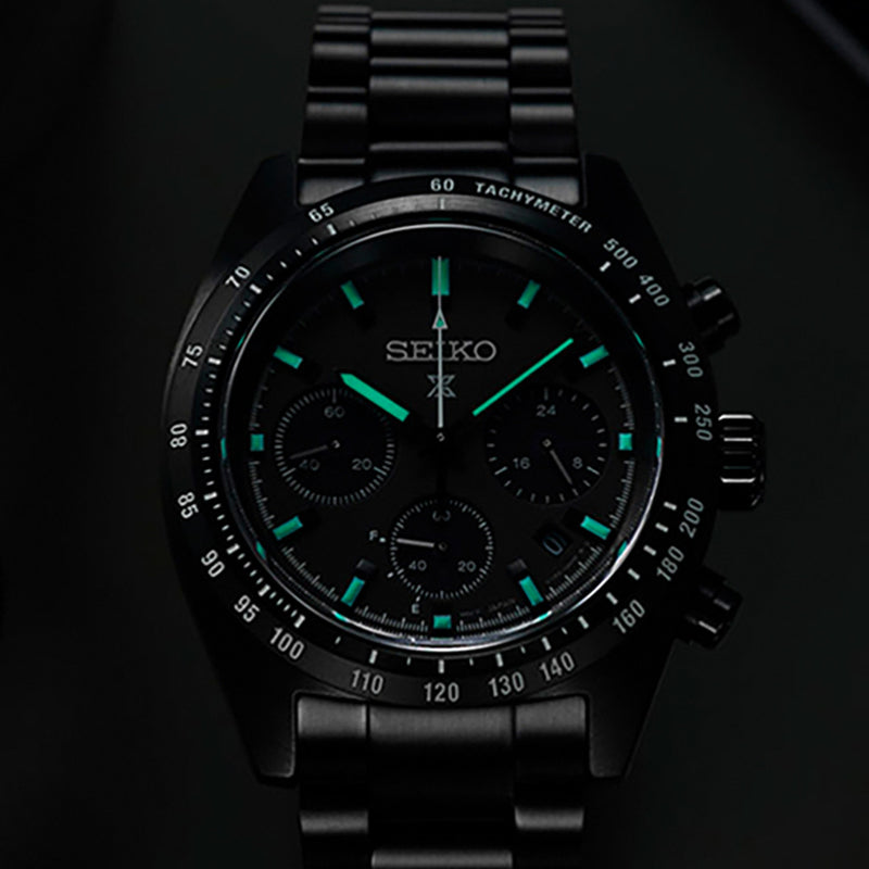 Seiko Prospex 41mm Speedtimer Solar Chronograph in black IP Plating #SSC917
