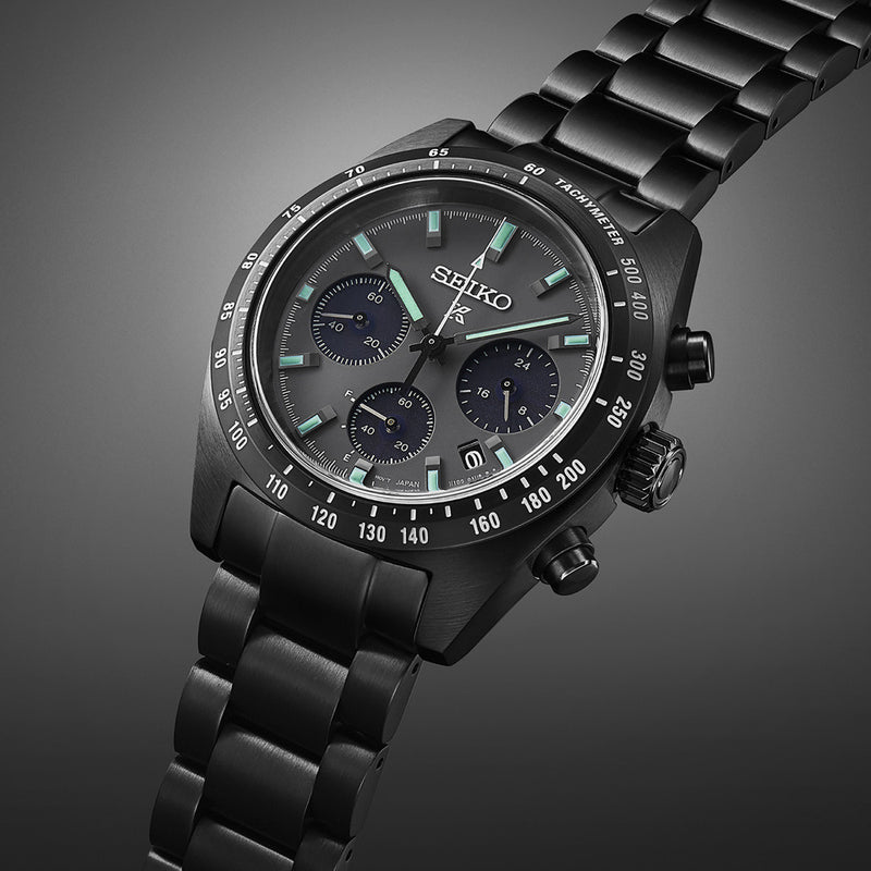 Seiko Prospex 41mm Speedtimer Solar Chronograph in black IP Plating #SSC917