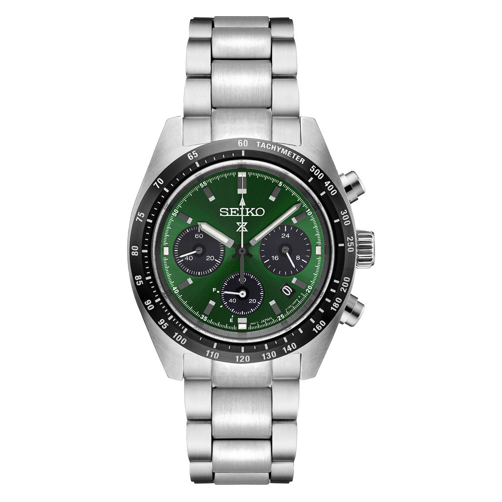 セイコー PROSPEX SPEEDTIMER Authentic Green Seiko Prospex Speedtimer Solar Chronograph with Green Dial #SSC933