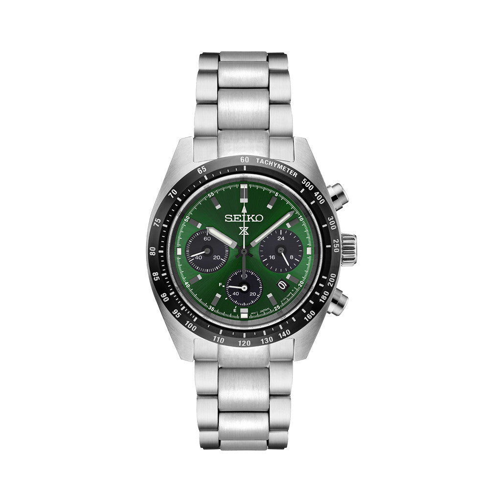 セイコー PROSPEX SPEEDTIMER Authentic Green Seiko Prospex Speedtimer Solar Chronograph with Green Dial #SSC933