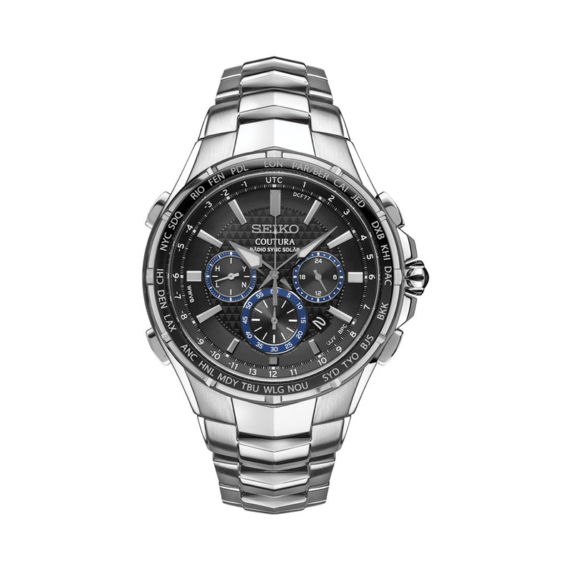 Seiko Coutura Radio Sync, Solar Powered, Chronograph, World Time Watch with Sapphire Crystal #SSG009