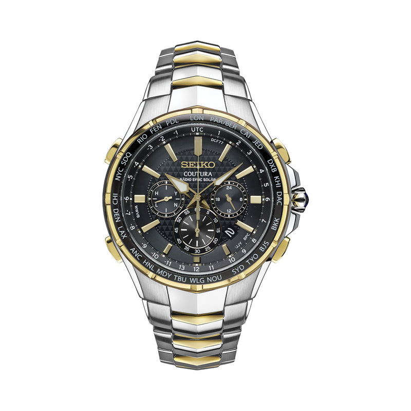 Seiko Coutura Radio-Sync Solar Chronograph Two-Tone Mens Watch #SSG010