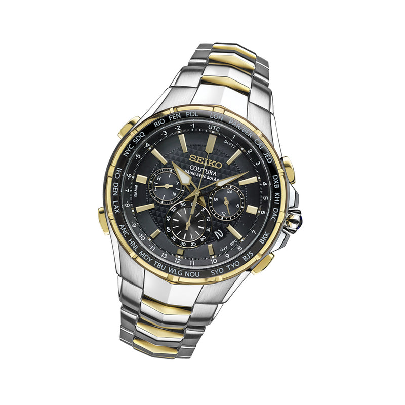 Seiko Coutura Radio-Sync Solar Chronograph Two-Tone Mens Watch #SSG010