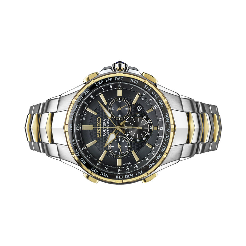 Seiko Coutura Radio-Sync Solar Chronograph Two-Tone Mens Watch #SSG010