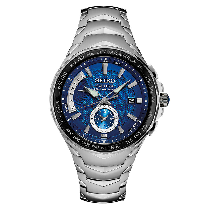 Seiko Coutura Radio Sync, Solar Powered, Dual Time, World Time Watch #SSG019